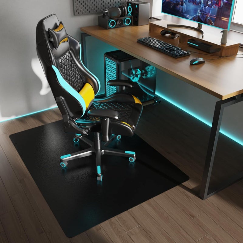 FUNMAT Chair Mat for Hardwood Floor, 48" x 36" Easy Glide Desk Chair Mat for Rolling Chair, Anti-Slip Floor Protector Computer Desk Mat, Vinyl Floor Mat for Gaming Room Home Office, Black - Image 1